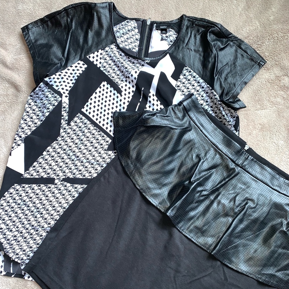 Black & White top with matching peplum skirt